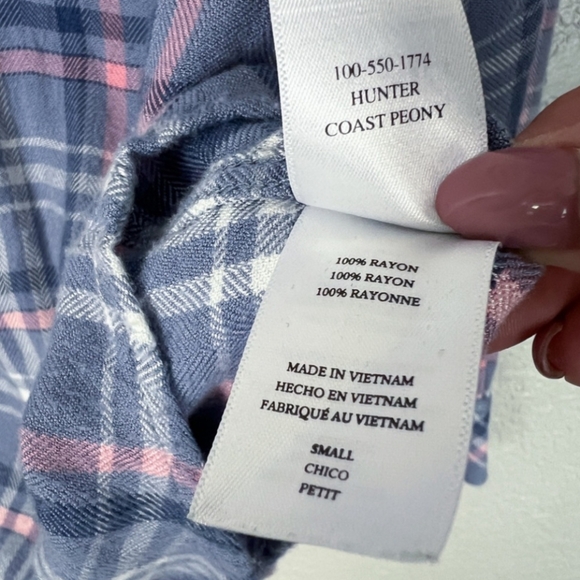 Rails Hunter Button Down Shirt, Coast Peony S - Flannel, Cozy, Plaid, Purple - Picture 7 of 8